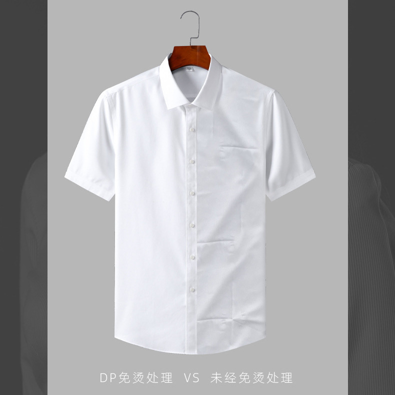 高档全棉DP成衣免烫短袖衬衫男款商务抗皱工作服工装纯棉衬衣男士 Specification image