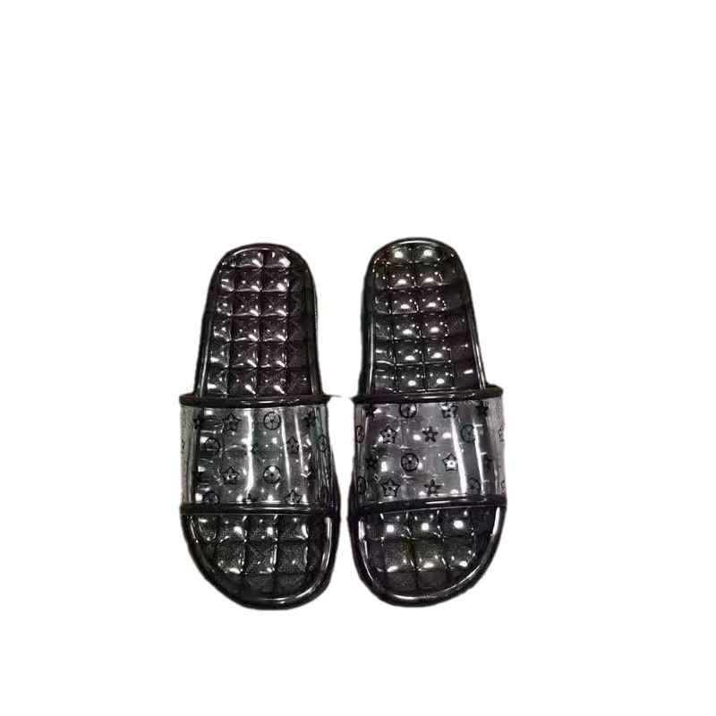 Transparent crystal parent-child slippers for men's summer, a classic and trendy indoor style for couples, a lightweight and comfortable one-shoulder flip-flops for home use Item Picture