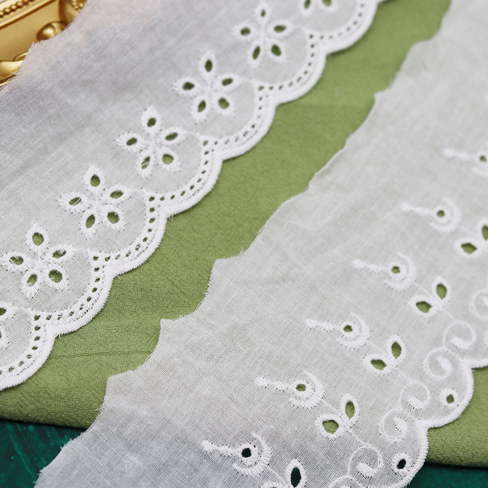 Flower Embroidery Lace Cotton Lace Lace Accessories With Five Hole Side Whipstitch Decorative Clothing Diy Fabric Cloth Fabric Of Chinese Style Wedding Dress Fabric Cloth For Clothes Specification drawing