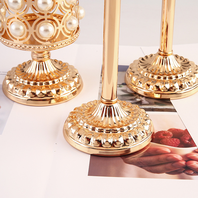 Yujia European Pearl Candlestick Decoration Table Wedding Hotel Romantic Crystal Candle Table Decoration Direct Sales Specification drawing