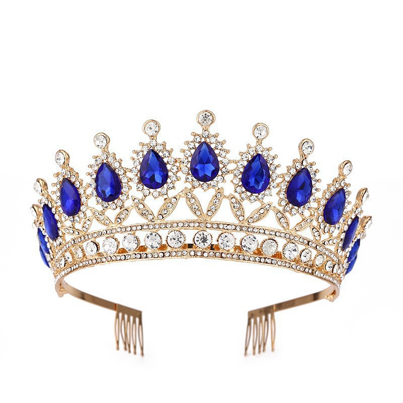 European and American popular women's crown zinc alloy wedding dress, golden hair band, bride's wedding hair accessory, European and American bride's crown Item Picture