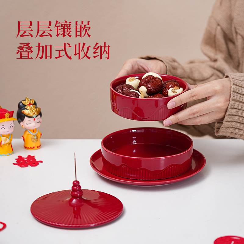 The Forbidden City cultural and creative fruit plate set is a wedding gift for the newlyweds, a wedding engagement gift, and a practical souvenir for best friends Specification image