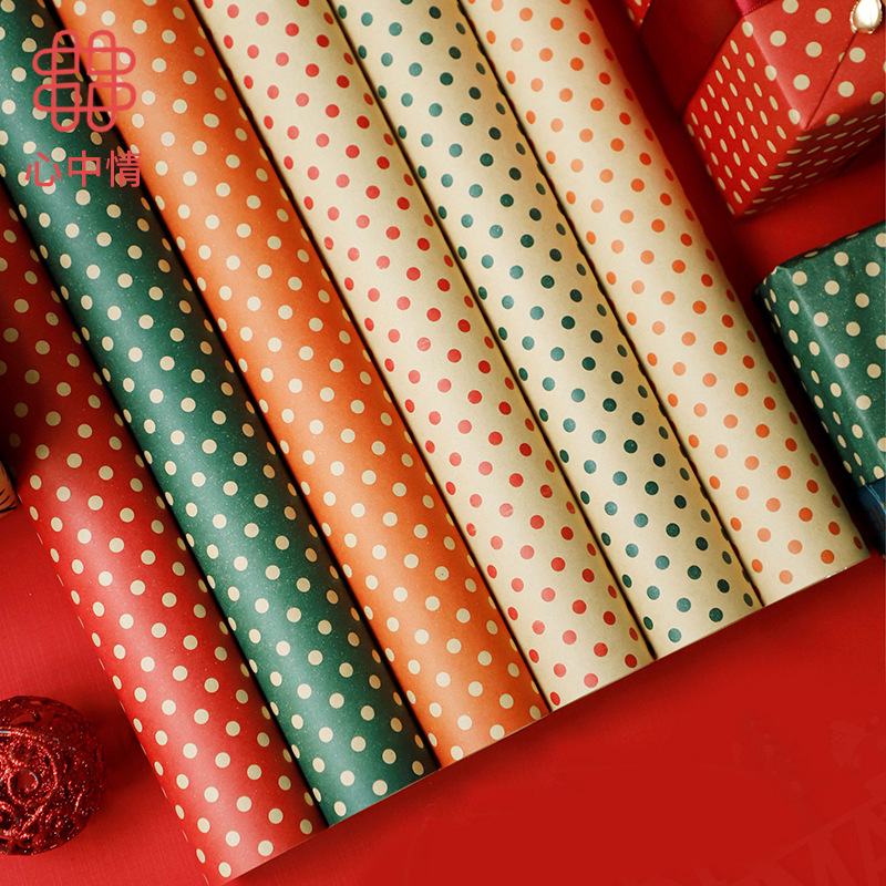 Warm Romantic Festive Flowers Flowers Christmas Christmas Eve Christmas Polka Dots Christmas Wrapping Paper Item Picture