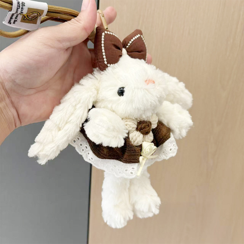 韩版可爱垂耳兔子汽车钥匙扣挂件可爱毛绒玩偶包包小挂饰闺蜜礼物详情33