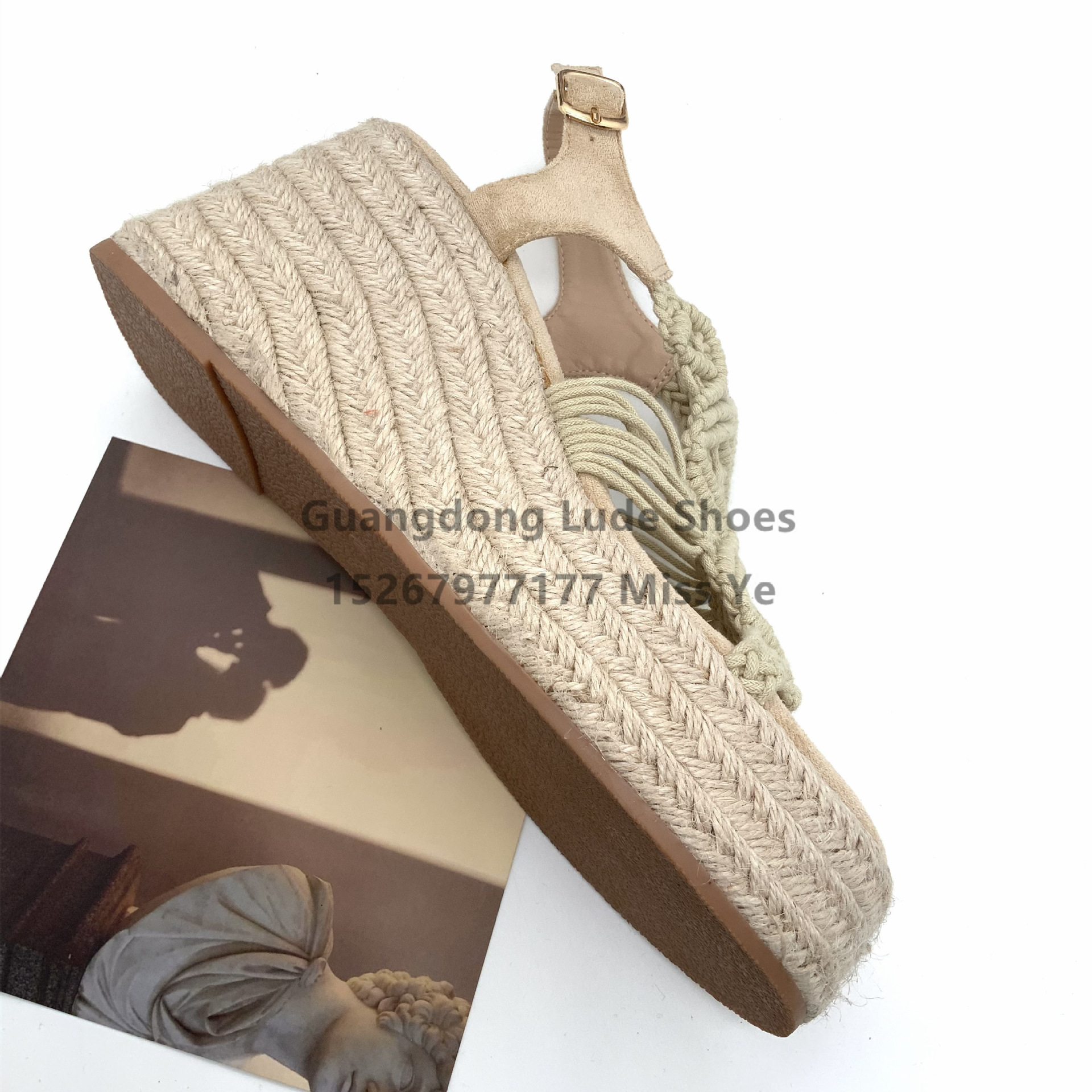 Platform Wedge Sandals 2022 New Straw Braided Sandals Increase Casual All-Match Sandals For Women Guangzhou Women's Shoes Craft Shoes details Picture