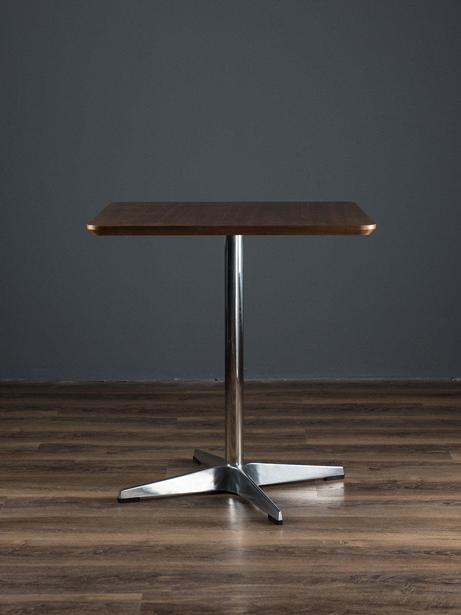 北欧简约桌子胡桃色咖啡厅餐桌不锈钢餐厅桌商用洽谈小方桌