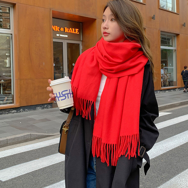 Thickening And Lengthening Large Shawl Wholesale Solid Color Free Design Print Autumn Winter Warm Scarf Imitation Cashmere Scarf details Picture