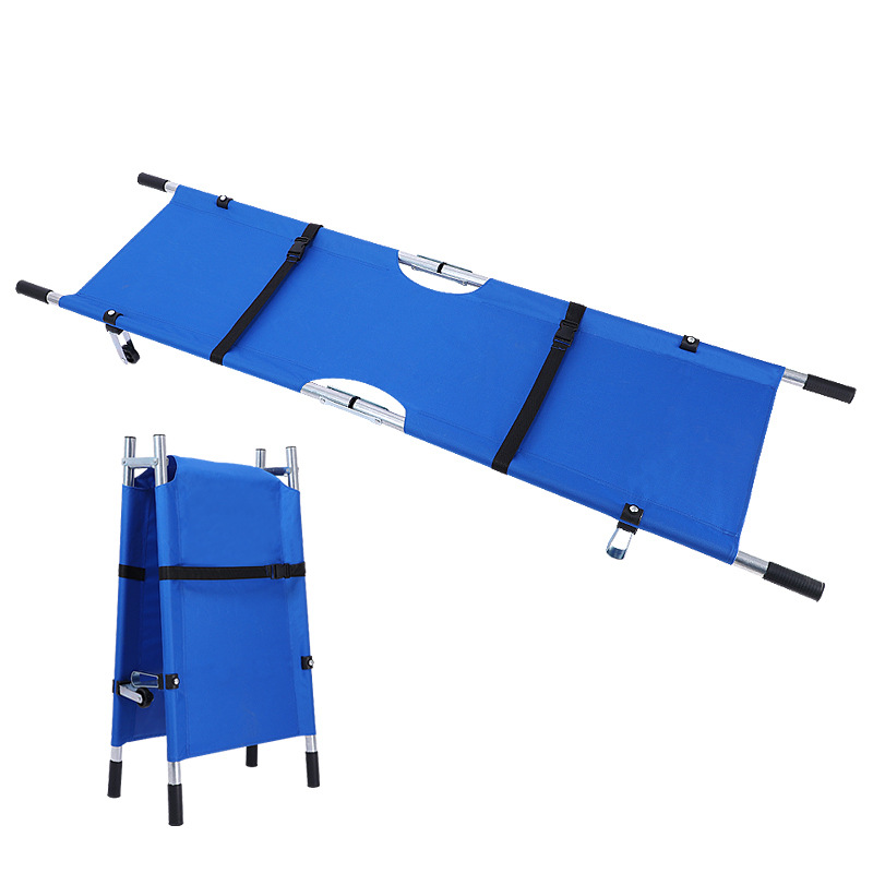 Medical stainless steel folding stretcher, household elderly people going up and down stairs emergency rescue, portable fire-fighting simple stretcher Item Picture