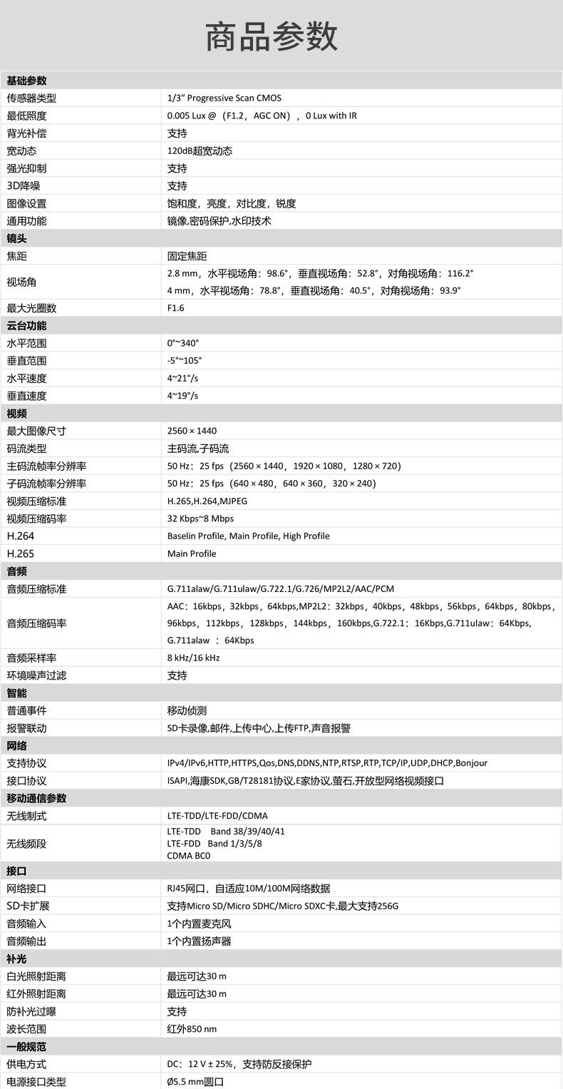 Hikvision 4-megapixel 3-inch dome camera, full-color 360 infrared night vision, 4G wireless network pic 8