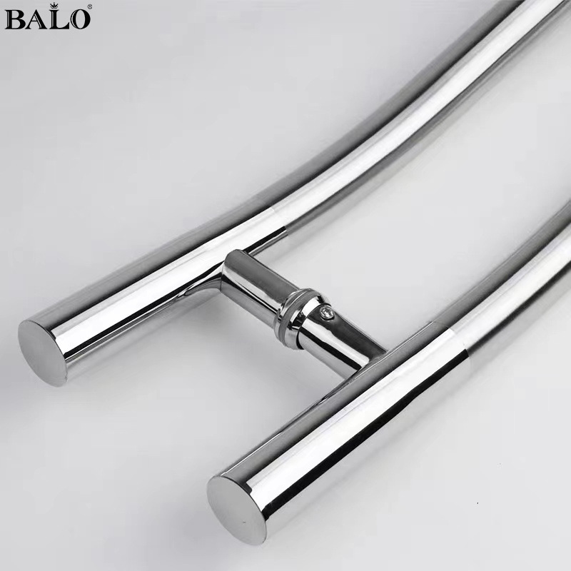Handle Glass Door S Type Handle Round Tube Sand Light Glass Door Stainless Steel Handle Modern Simple Door Handle Specification drawing