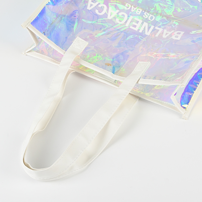 Laser pvc single-shoulder bag, custom-made transparent and colorful packaging bag, plastic gift handbag, internet-famous personalized clothing bag Application Scenario