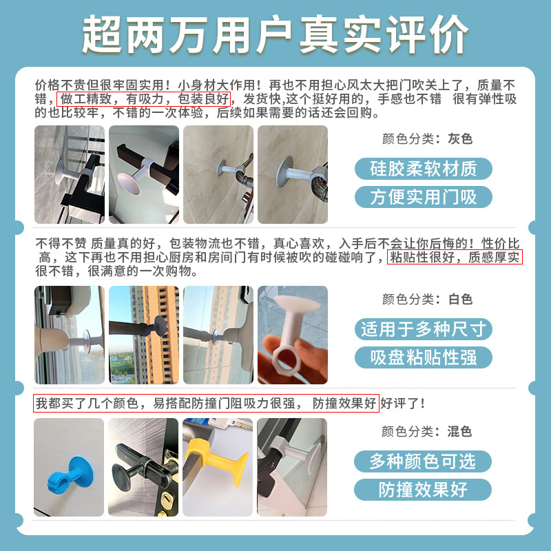 Non-perforating silicone door suction, bathroom door handle, silent suction cup, bedroom door, anti-theft door, rear door suction, anti-collision wonder Application Scenario