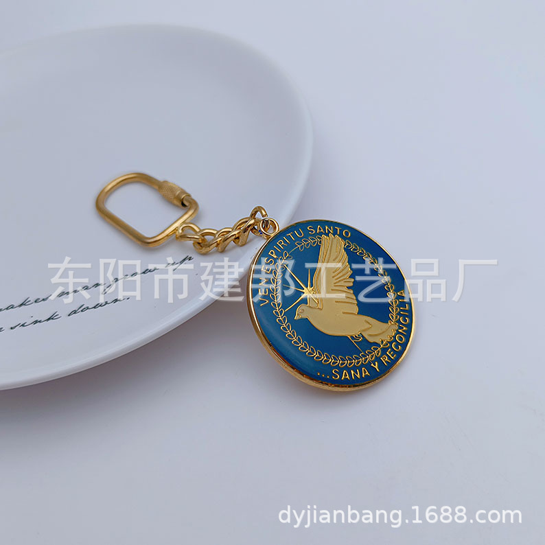 厂家直销个性金属挂件旅游纪念品双面贴纸定制图案锌合金钥匙扣