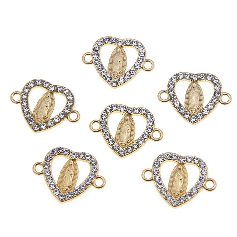 Europe And The United States Cross-Border Foreign Trade New Sales Diy Jewelry Accessories Madonna Dot Drill Hollow Heart Love Pendant Bracelet Small Accessories Manufacturers Wholesale Item Picture