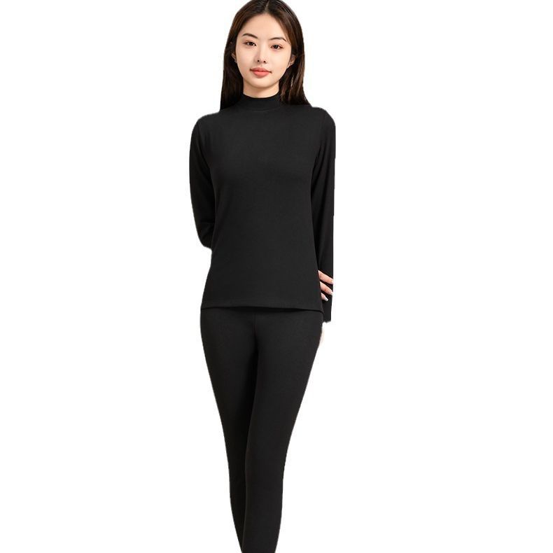 Wool thermal underwear set for women's autumn and winter, double-layer brushed self-heating thermal underwear, thermal underwear, base layer for women Item Picture