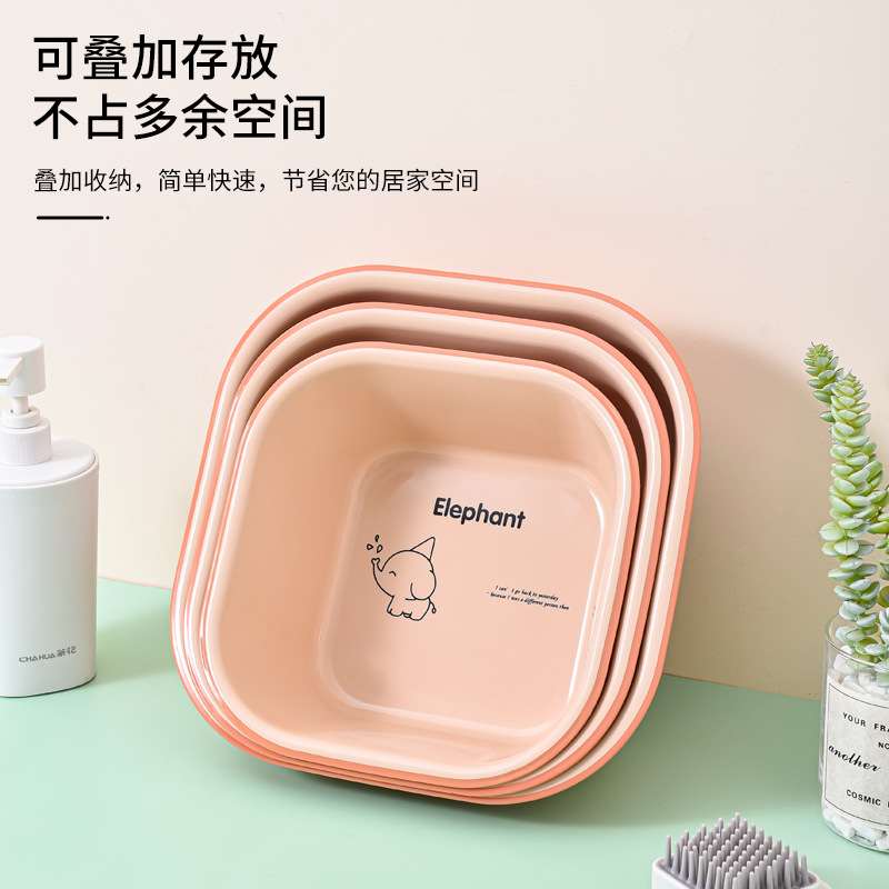 Square Double Wash Basin Plastic Thickening Kitchen Washing Dishes Household Washing Basin Large Bathroom Single Basin Wholesale Specification drawing