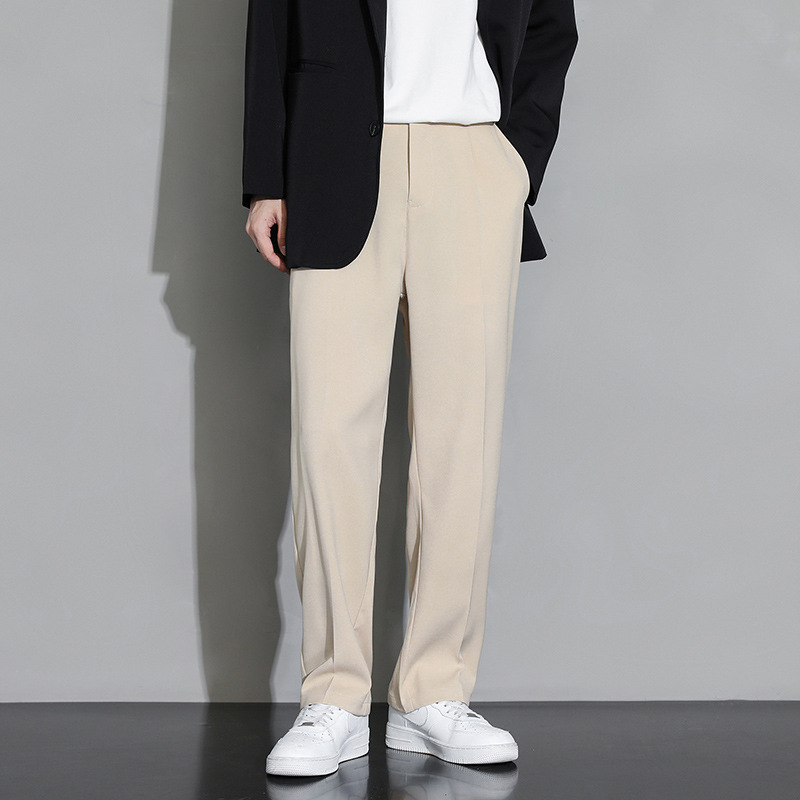 Men's summer 9-inch loose straight-leg casual pants Men's drape spring and autumn ice silk black suit pants Specification image