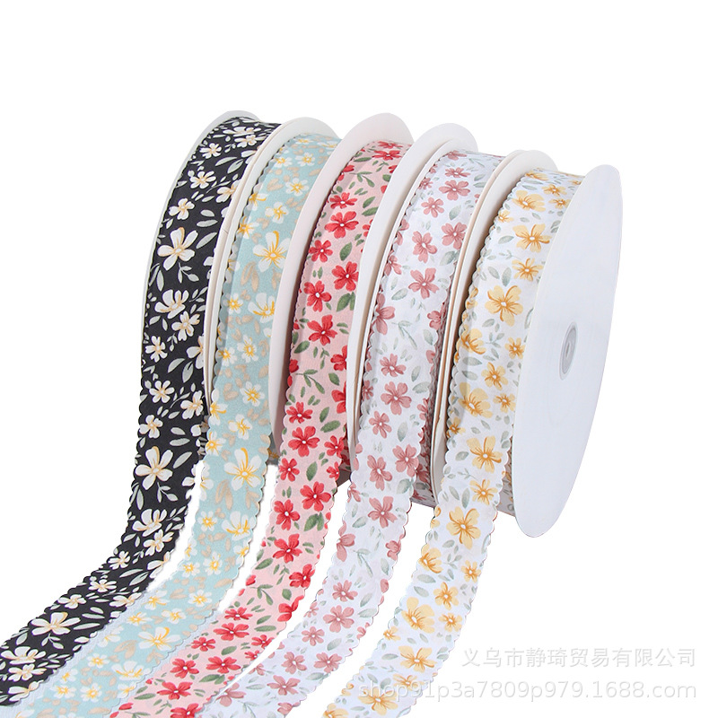 Spring Summer New Wave Edge Broken Flower Ribbon Diy Handmade Materials Bow Headwear Flower Packaging Webbing Item Picture