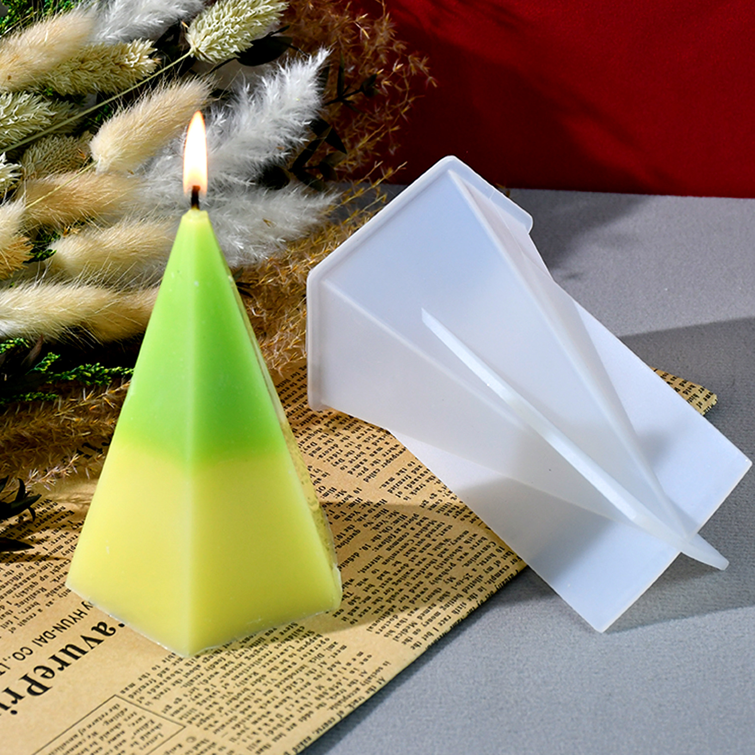 diy epoxy resin molds, triangular cone scented candle silicone molds, cross-border exclusive supply Specification image