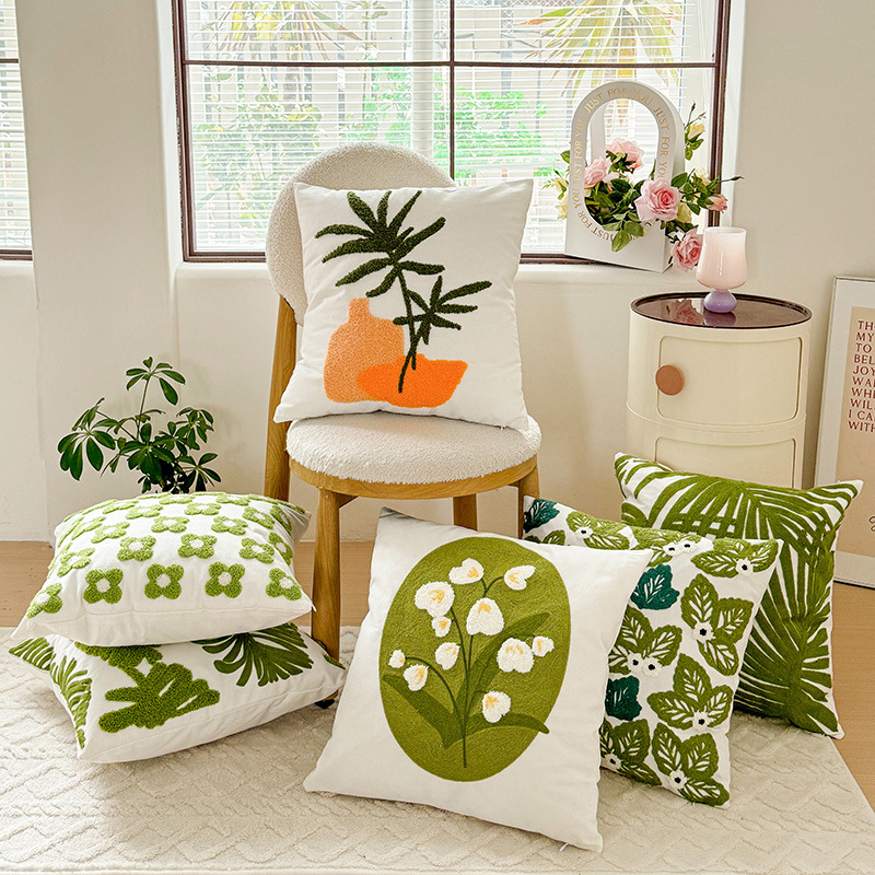 Best-selling American green leaf sunflower living room sofa, embroidered cushions, throw pillows and pillowcases on cross-border Amazon Specification image