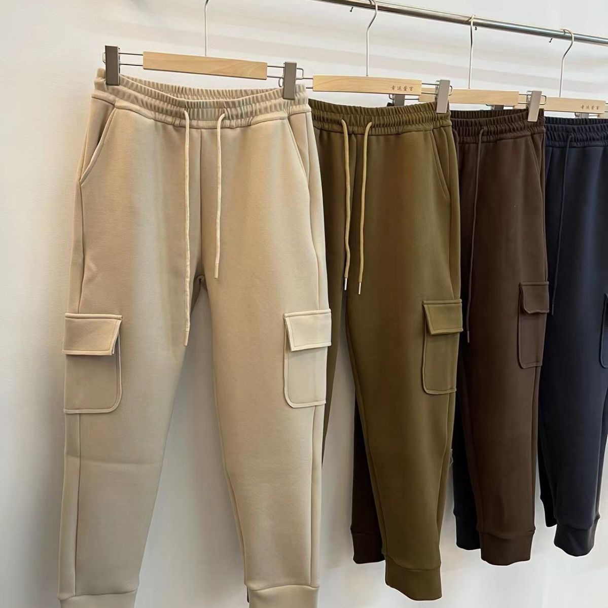Nano fleece men's and women's same autumn and winter new windproof workwear pants with pockets, high-waisted tapered sweatpants and sport pants 6820 Specification image