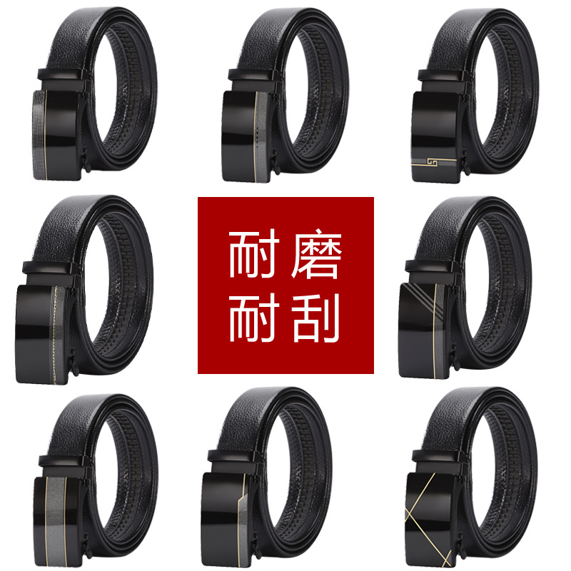 新款亚克力贴片自动扣男士皮带商务百度中青年牛仔裤腰带厂家直供