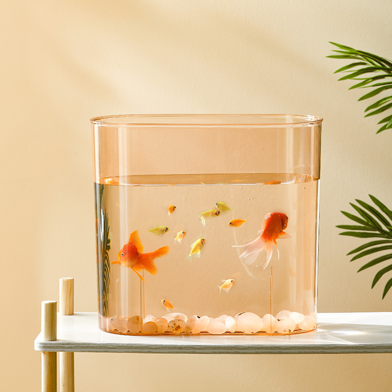 Kimmac Transparent turtle tank Fish tank Plastic garbage container Living room trash can office round transparent garbage basket