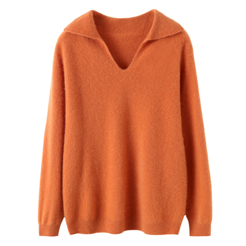 2024年秋冬新款羊毛衫翻领韩版宽松针织上衣羊毛衫糖果纯色毛衣女详情图5