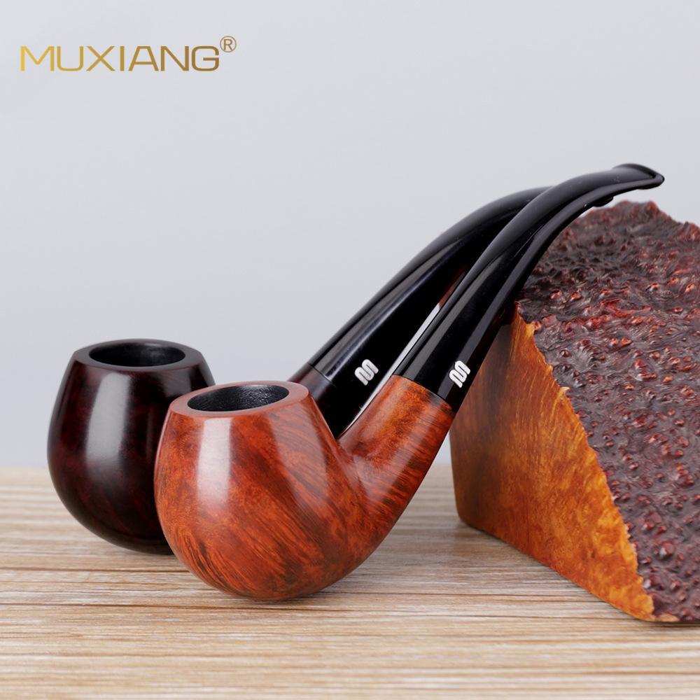 木香火焰纹石楠木烟斗 实木烟斗经典苹果式9mm过滤手工木质烟斗
