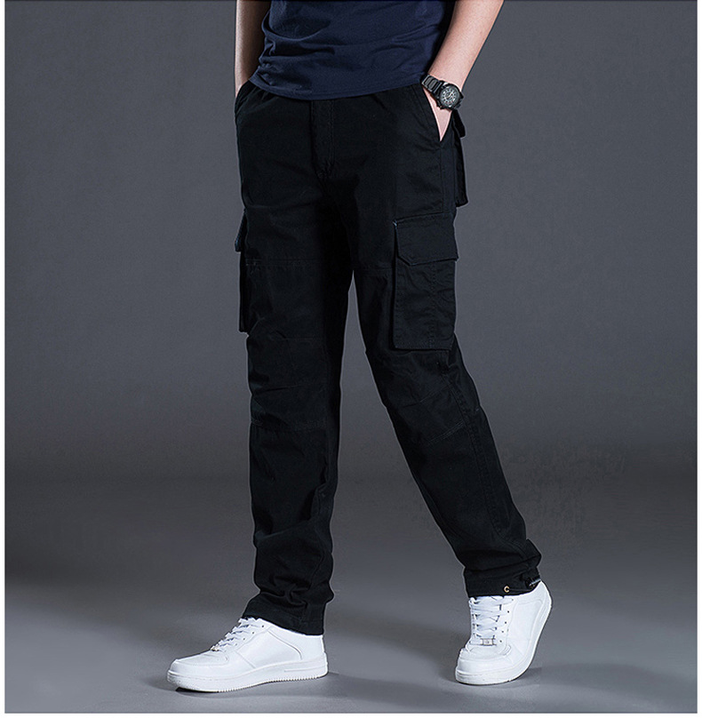 Spring, autumn and summer multi-pocket work pants, men's loose and large-sized outdoor sports pants, pure cotton work clothes, casual pants Application Scenario