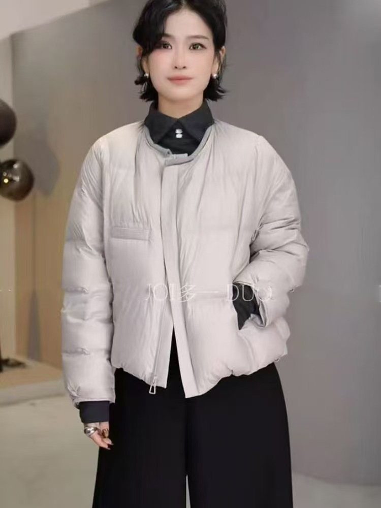 韩系高级感立领短款羽绒服女2025秋冬新款宽松面包服白鸭绒外套潮详情8