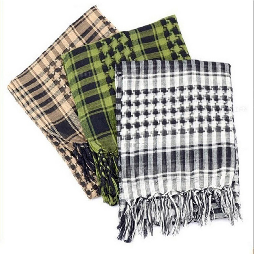 "Thousand Bird Grid Arabian headscarves, desert tactical scarves, fringed square scarves, cross-border export factory direct sales for men and women. Application Scenario