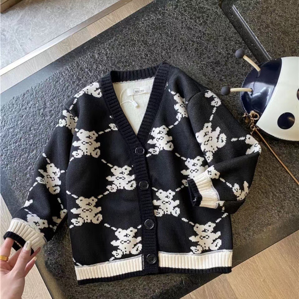 New composite crystal fleece lining for boys and girls, knitted cardigan coat, autumn and winter baby Korean style Application Scenario