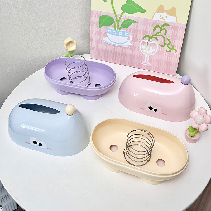 New Big eye lift tissue box, high-end spring desktop tissue box, creative ins napkins for living room home use Application Scenario