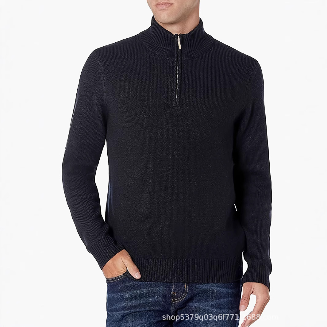 For the autumn and winter of 2024, men's woolen sweaters, high-neck zipper sweaters, pure wool knitted sweaters, warm base layer sweaters Item Picture