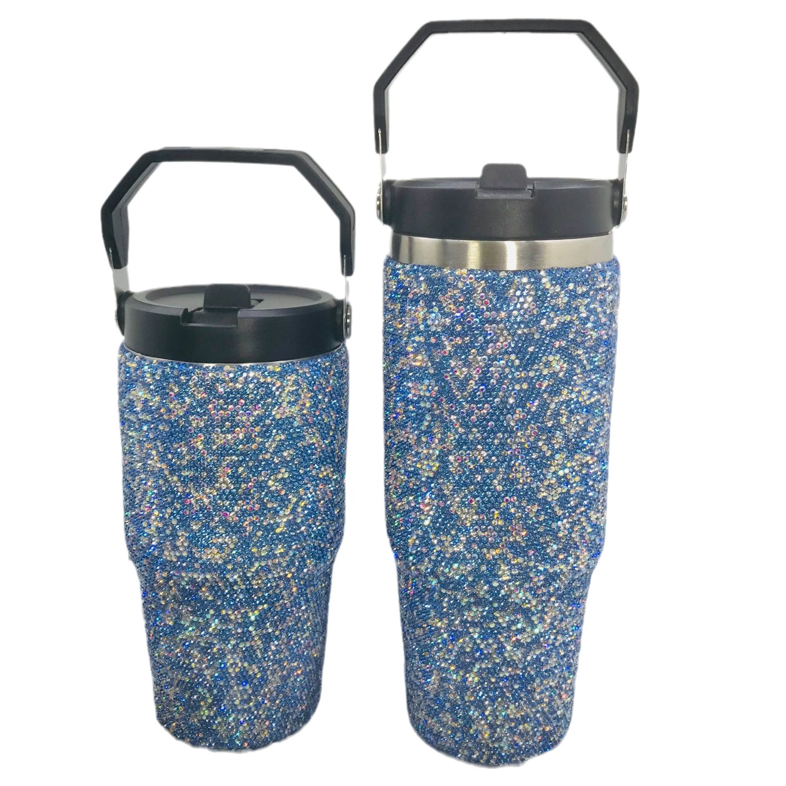 30oz hand-held ice cup with diamonds, portable car cup, car-mounted coffee cup, stainless steel double-layer insulated cup Item Picture