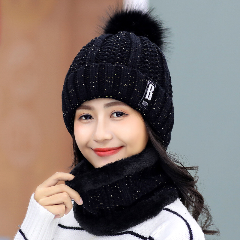 Sombrero mujer invierno coreano versión de la moda multiplo peluche mantener caliente otoño invierno ciclismo mujer dulce lindo sombrero de punto