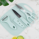 雅尚普批发 4件套不锈钢水果刀套装塑料菜板削皮器 厨房刀具套装