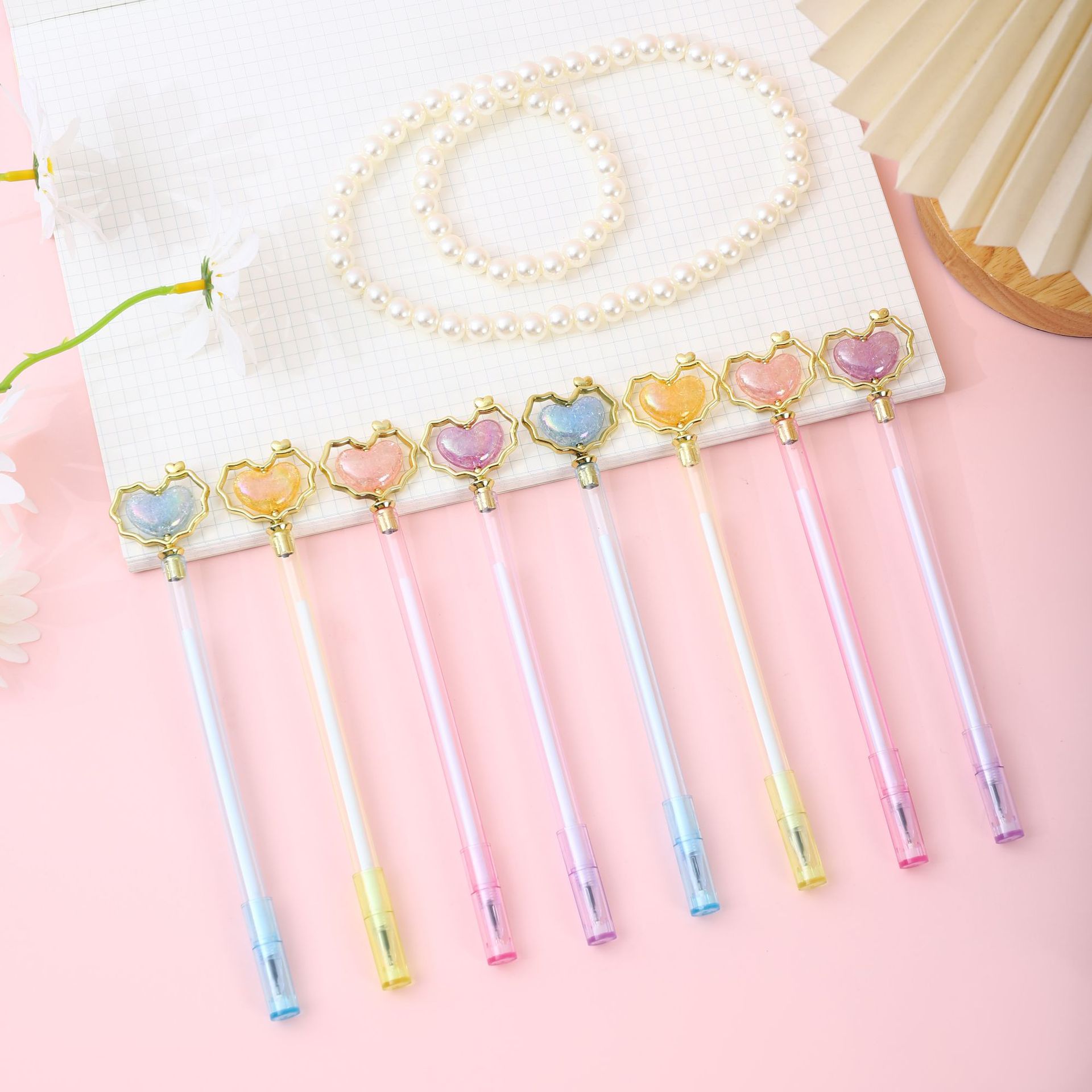 Chendi Stationery Office Culture Writing Tool Creative Korean Love Beads Neutral Pen Cute High Appearance Level Modeling Gift Pen Signature Pen Student Stationery 0.5 details Picture