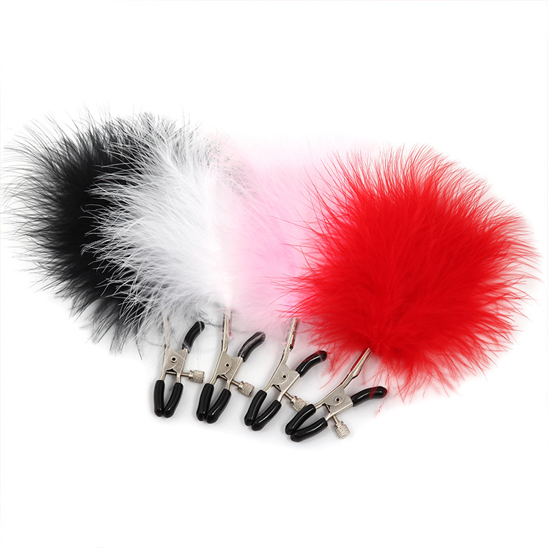 sm adjust adult sex toys nipple feather nipple clip elastic adjustable alternative fun chicken feather nipple clip