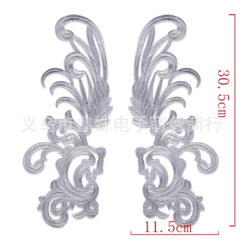 大号金银丝云纹对称刺绣布贴礼服动漫服装烫片