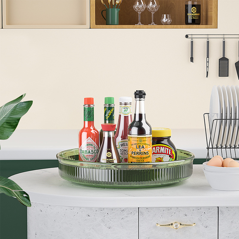Kitchen storage rack Light luxury transparent rotating storage rack condiments storage condiments multi-layer storage turntable storage rack details Picture