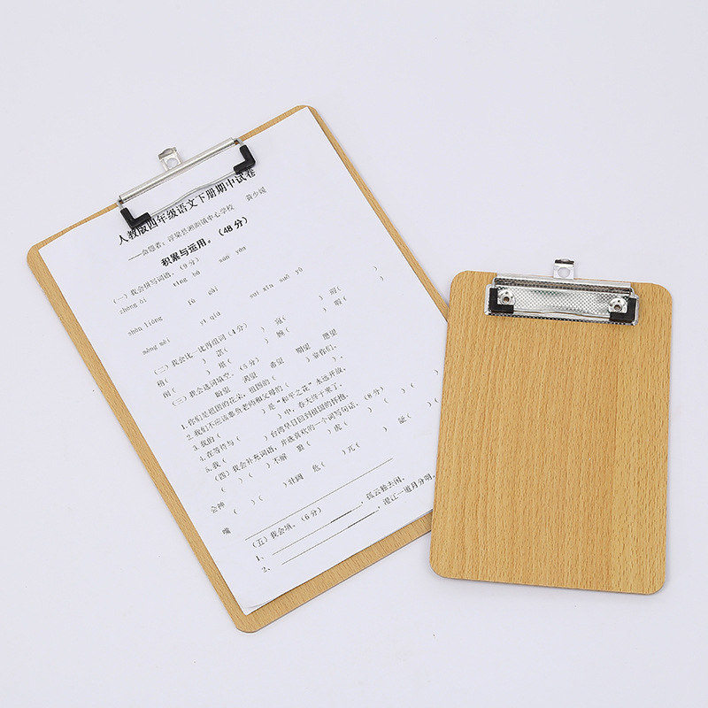Wooden board clamp, folder, a4 writing board clamp, pad board, menu clamp, office stationery, file folder, meeting clamp, signature board details Picture