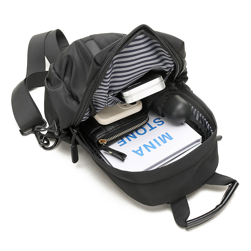 2023 New Men's Chest Bag New Simple Large Capacity Sports Small Body Bag Fashion Casual Oxford Cloth Crossbody Bag Specification drawing