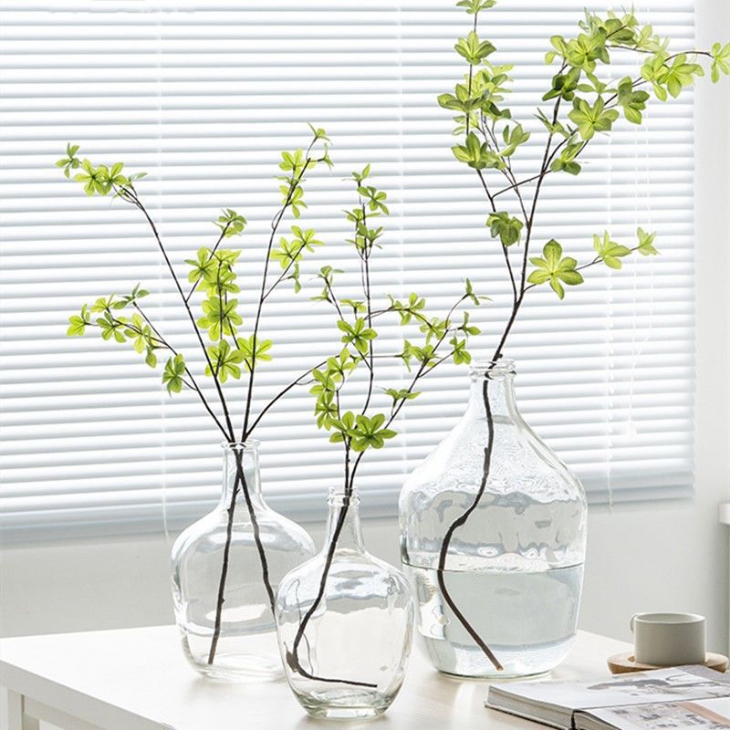 Flower-arranged glass bottle, Nordic small-mouth-mouth large-bellied vessel, hanging bell, drunken wood, fresh large size, floor-standing transparent, hydroponic Item Picture