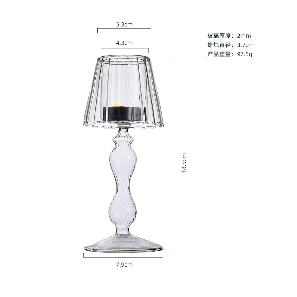 European Transparent Glass Table Lamp Shape Candlestick Wedding Home Creative Decoration Item Picture