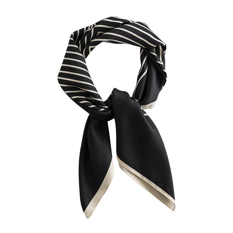 Simple Elegant Imitation Silk Scarf Fashion Shawl Spring Warm Scarf Women Simple Striped Silk Scarf Wholesale Item Picture