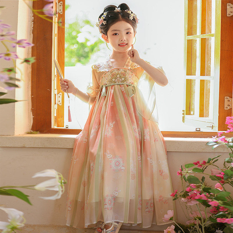 Hanfu Girls' spring dress, children's ancient style super fairy ancient dress 2026 New style Chinese style Tang dress princess dress details Picture
