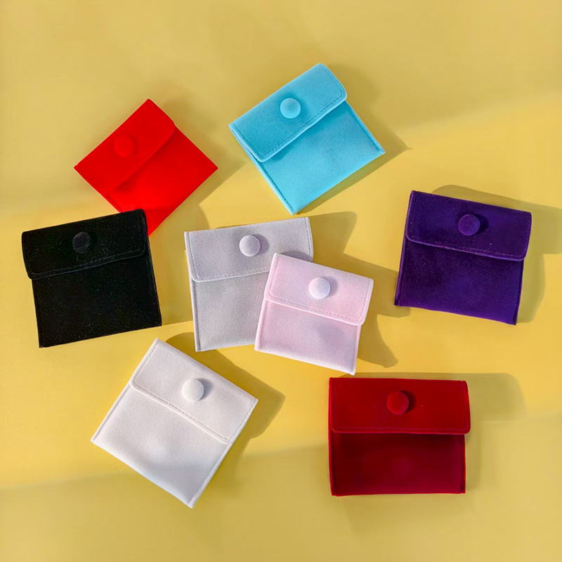 跨境纽扣珠宝首饰袋绒布按扣袋零钱包戒指项链饰品收纳袋耳环袋子