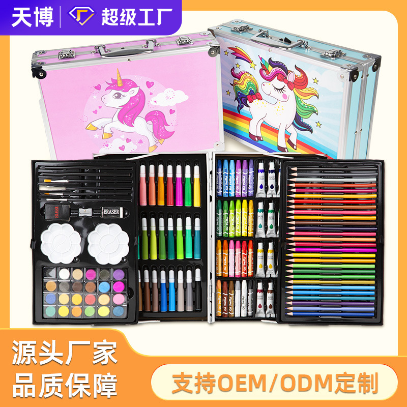 145 Children's watercolor pen art painting stationery gift box crayons do not dirty hands oil painting stick pen set wholesale full figure